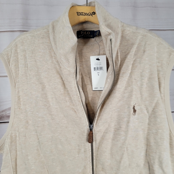 Polo Ralph Lauren Mens Vest Sz L New Dune Tan #B61 - Picture 3 of 5